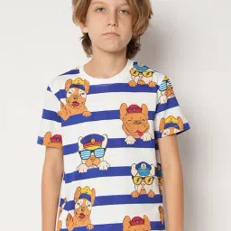 Jack & Jones Junior Navy & White Striped T-Shirt-image-70