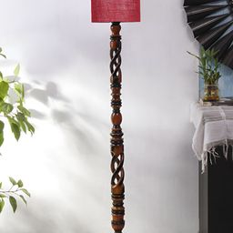Devansh Brown & Maroon Wooden Floor Lamp-40