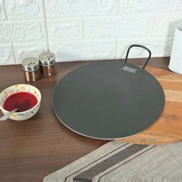 Femora Black Forged Aluminum 3 Non-Stick Tawa with Wood Finish Handle-35