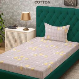 Klotthe Yellow 400 TC Cotton Single Bedsheet with Pillow Cover-image-72