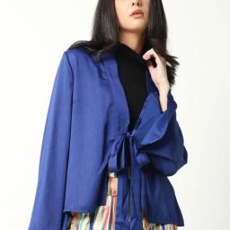 RAREISM Blue Polyester Solid Shrug-image-33