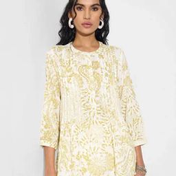 Akkriti By Pantaloons Golden Yellow Regular Fit Printed Tunic-picture-13