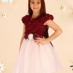 Cutecumber Kids Maroon Embellished Dress-image-68