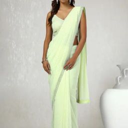 Soch Green Georgette Embellished Saree with Unstitched Blouse-picture-19