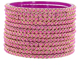 ZULKA Set Of 12 Pearls Beaded & Moti Work Glass Bangles image 5