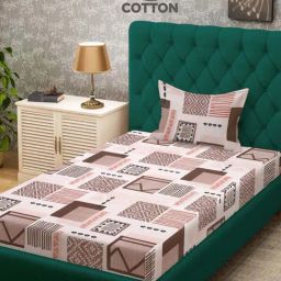 Klotthe Orange 400 TC Cotton Single Bedsheet with Pillow Cover-image-81