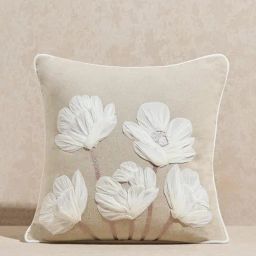 Westside Home Beige Floral Patterned Cushion Cover-17
