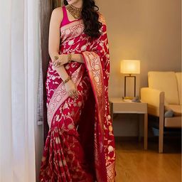 Anjaneya Sarees Woven Design Silk Blend Designer Banarasi Saree-image-95