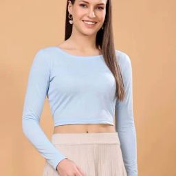 Cation Blue Plain Crop Top-picture-18