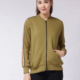 Miss Chase Green Relaxed Fit Bomber Jacket-image-23