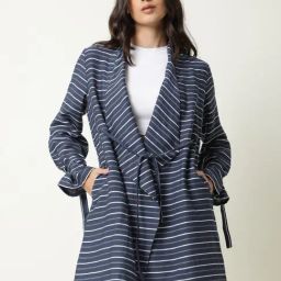 RAREISM Navy Blue Nylon Solid Shrug-image-15