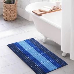 OBSESSIONS Blue Polyester Anti Skid Bath Mat (Medium)-picture-37