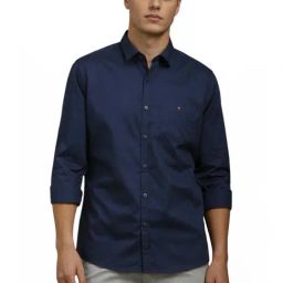 Louis Philippe Blue Cotton Slim Fit Shirt-image-58
