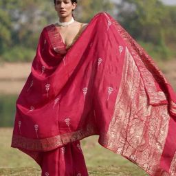 Chidiyaa Rang Barse Leela Blockprinted Dola Silk Saree-picture-0