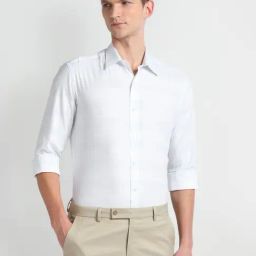 Arrow Newyork Blue Cotton Slim Fit Striped Shirt-image-69