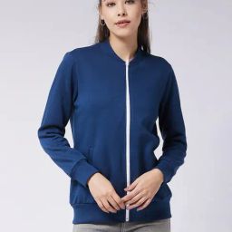 Miss Chase Blue Relaxed Fit Bomber Jacket-11