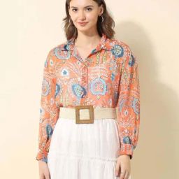 U.S. Polo Assn. Orange Relaxed Fit Printed Shirt-image-47