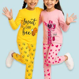 YK Girls Printed T-shirt with Pyjamas-picture-26