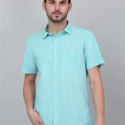 Cantabil Blue Cotton Regular Fit Solid Casual Shirt-image-18