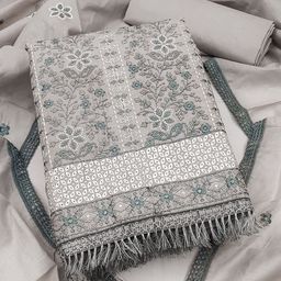 Ishin Floral Embroidered Zari Work Pure Cotton Unstitched Dress Material-picture-28