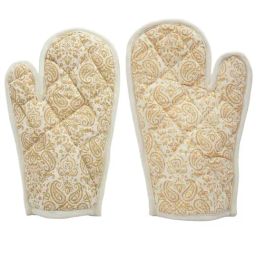 Swayam Brown Motif Printed Casement Cotton Pack of 2 Oven Gloves-26