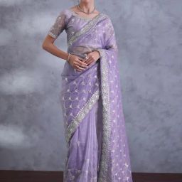 Saree Mall Lavendar Net Embellished Saree with Blouse Piece-image-20