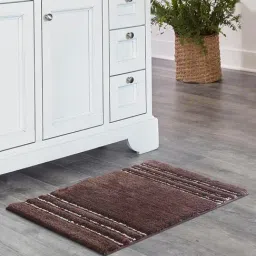 OBSESSIONS Chocolate Polyester Quick Dry & Anti Skid Bath Mat (Small)-picture-37