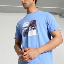 Puma BMW MMS Car Blue Skies Cotton Regular Fit Printed Sports T-Shirt-image-18