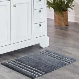 OBSESSIONS Charcoal Polyester Quick Dry & Anti Skid Bath Mat (Medium)-picture-34
