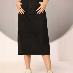 Dolce Crudo Black Straight Fit Skirt-picture-1