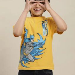 Kidsville Batman Printed Regular Fit Yellow T-Shirt For Boys-image-115
