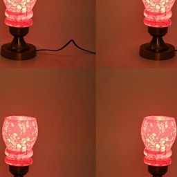 SOMIL Pink Set Of 4 Printed Glass Cylindrical Shaped Table Lamp-image-80