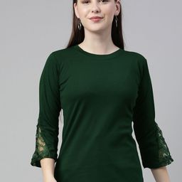 Selvia Green Top with Lace Inserts-picture-42