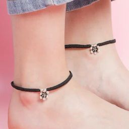 Zavya 92.5 Sterling Silver Classic Floral Pair of Anklet for Women-image-64