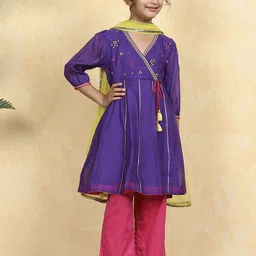 Biba Girls Ethnic Motifs Embroidered A-Line Kurta with Trousers & Dupatta-picture-9