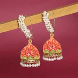 Anouk Gold-Plated Meenkari Dome Shaped Jhumkas-14