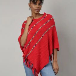 SHOWOFF Red Self Design Poncho-21