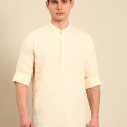 Linen Club Beige Linen Slim Fit Shirt-image-65