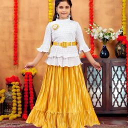 Aarika Girls Multicolor Self Design Lehenga Choli Set-image-15