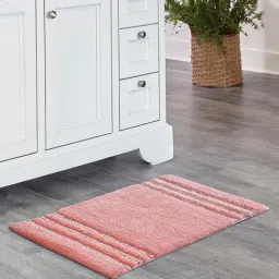OBSESSIONS Peach Polyester Quick Dry & Anti Skid Bath Mat (Medium)-picture-34