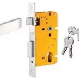 Dorset 60 mm Lever Handle Lock Set with Both Side Key Cylinder Silver Chrome ML HALE OR-26