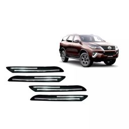 Auto Pearl Plastic & Silver Plated Car Bumper Guard for Toyota Fortuner AH141 Black/Silver (Pack of 4 Pcs)-34