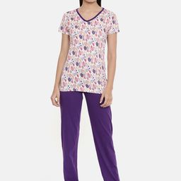 zebu Women Purple & Red Printed Night suit-image-76