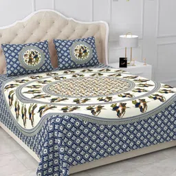 The Craft Monk Blue Bedsheet with 2 Pillow Covers-picture-28