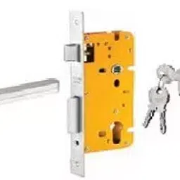Dorset 60 mm Lever Handle Lock Set with Both Side Key Cylinder Silver Chrome ML ART OR-13