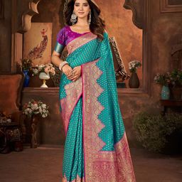 Mehrang Woven Design Zari Silk Banarasi Saree-10