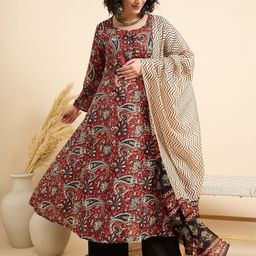 DIVASTRI Women Ethnic Motifs Printed Regular Kurta with Trousers & With Dupatta-0