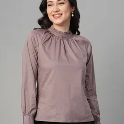 Chemistry Cotton Women Round Neck Cuffed Sleeves Top-image-49