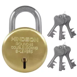 HINDSON 65 mm Metal Brass Finish 6 Keys Padlock-picture-19