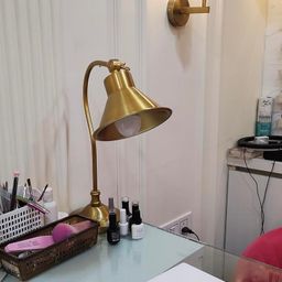 Study Desk Office Reading Curved LED, Incandescant, CFL, Smart Bulbs Table Lamp Brass Antique Finish with Adjustable Head Shade Pack of 1 image 3